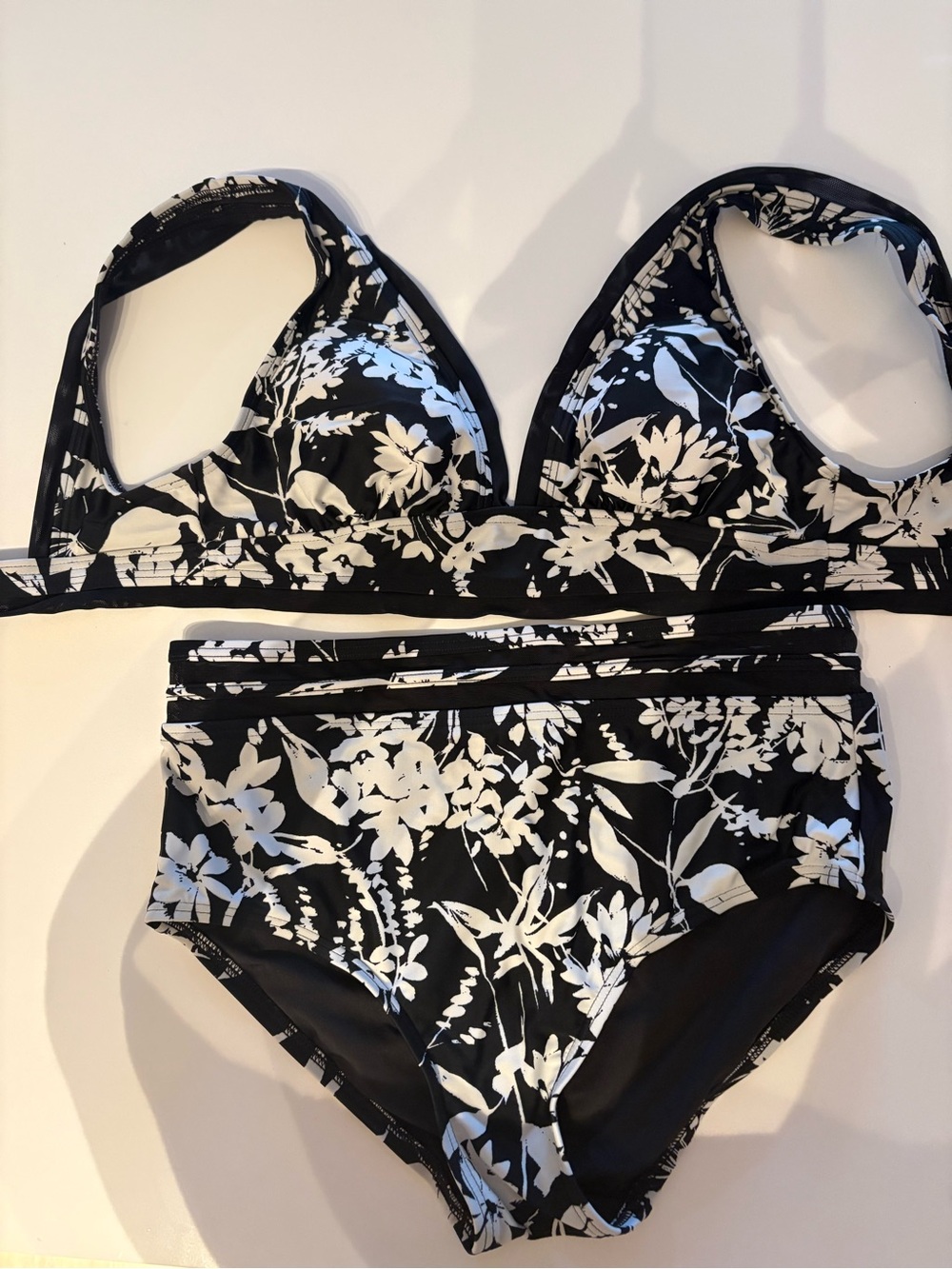 Tommy Hilfiger Black & White Floral High-Waist Bikini